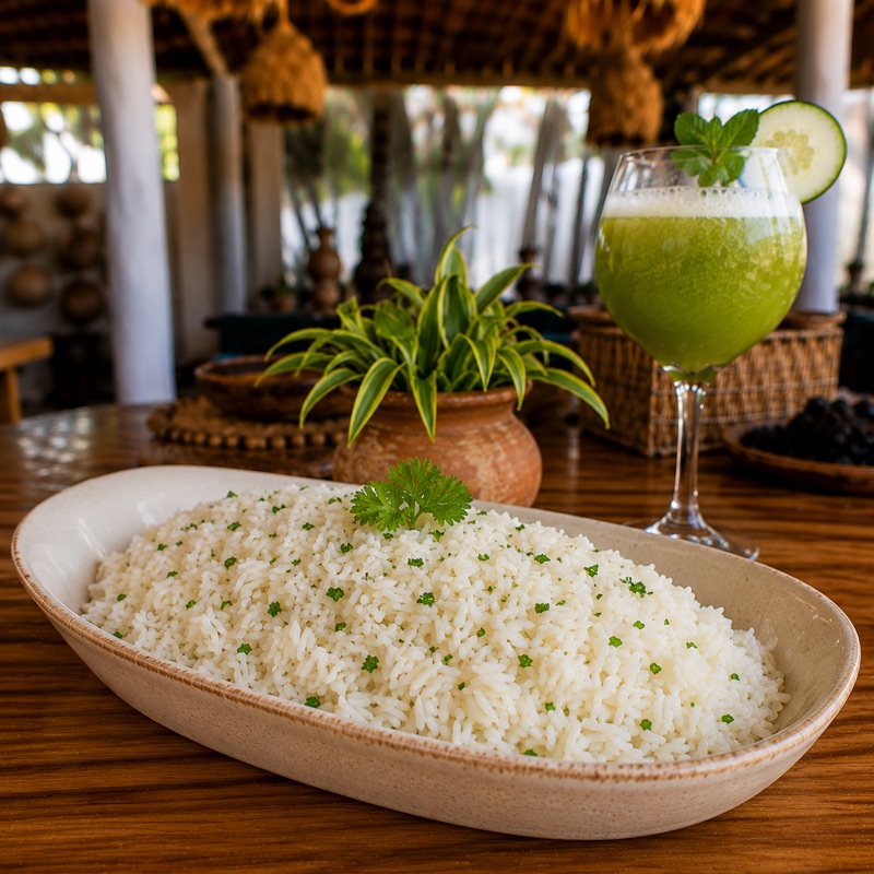 Porção de arroz branco